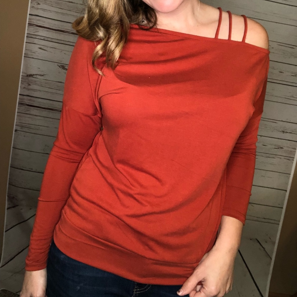 Strappy Cold Shoulder Shirt - Picture 2 of 3